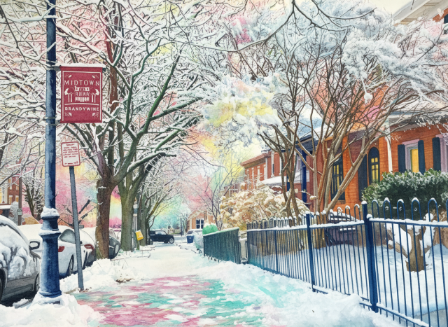 Snowy Streetscape In The Winter