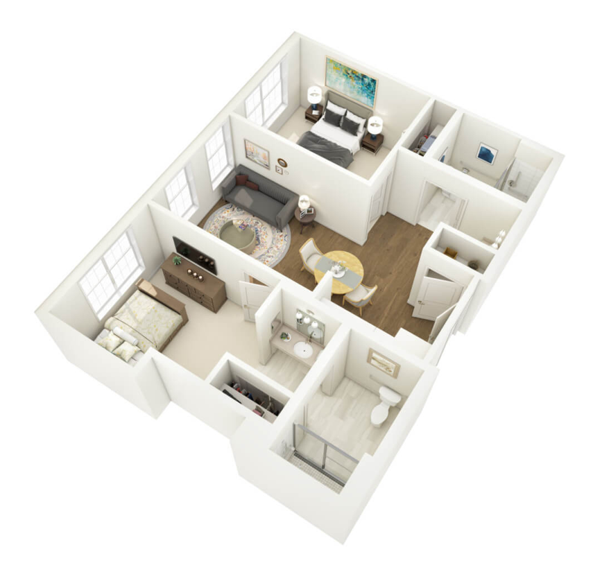 Sample one-bedroom residence floor plan