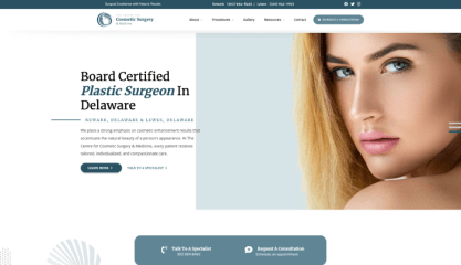website hero of cosmetic surgery company serving Philadelphia and Delaware